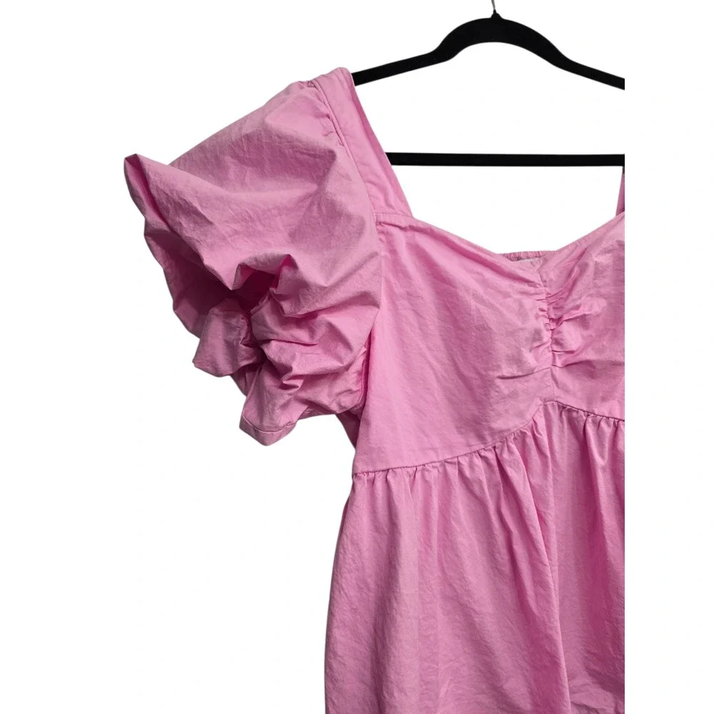 Old‎ Navy Cotton Pink Puff Sleeve Babydoll Top L Cottagecore Coquette Feminine